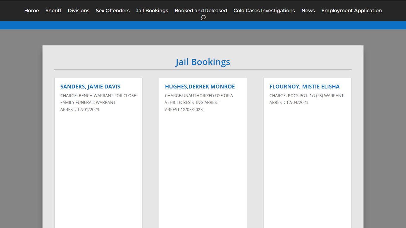 Jail Bookings | Shelby County Sheriff